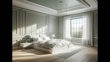 Professional Bedroom Painting | Manassas VA Results Professionally painted master bedroom in sage green - Quality Interior Painting Manassas VA residential service