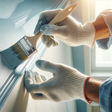 Expert Painting Techniques | Manassas VA Contractor Expert painter cutting in ceiling edges with precision - professional interior painting technique