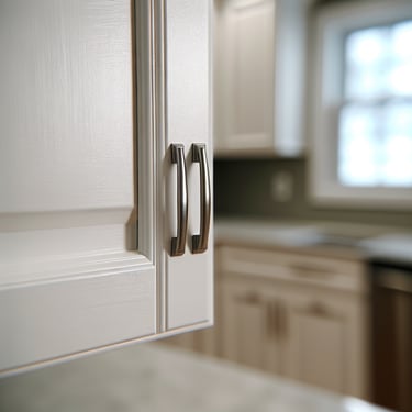 Kitchen Cabinet Painting & Refinishing | Manassas VA Beautifully painted white kitchen cabinets with flawless finish - cabinet refinishing Manassas VA